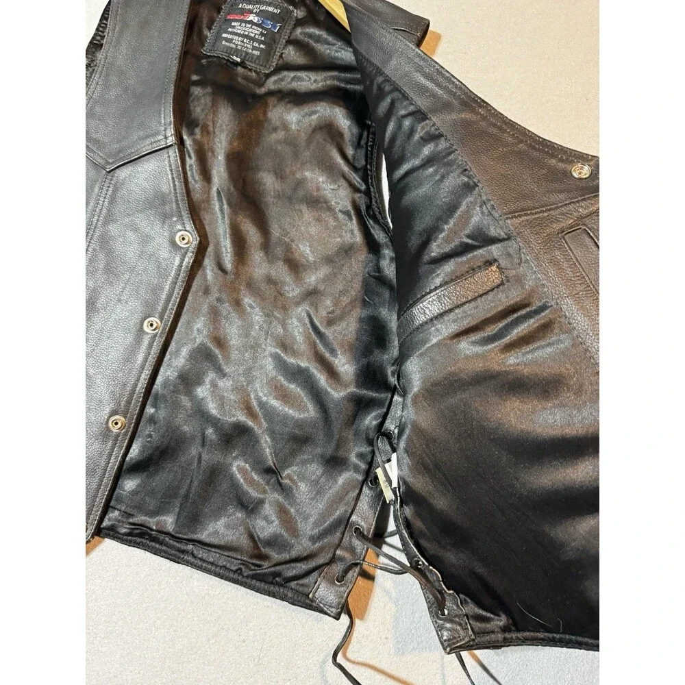 Men’s Biker Mossi Leather Vest Men's Size 40